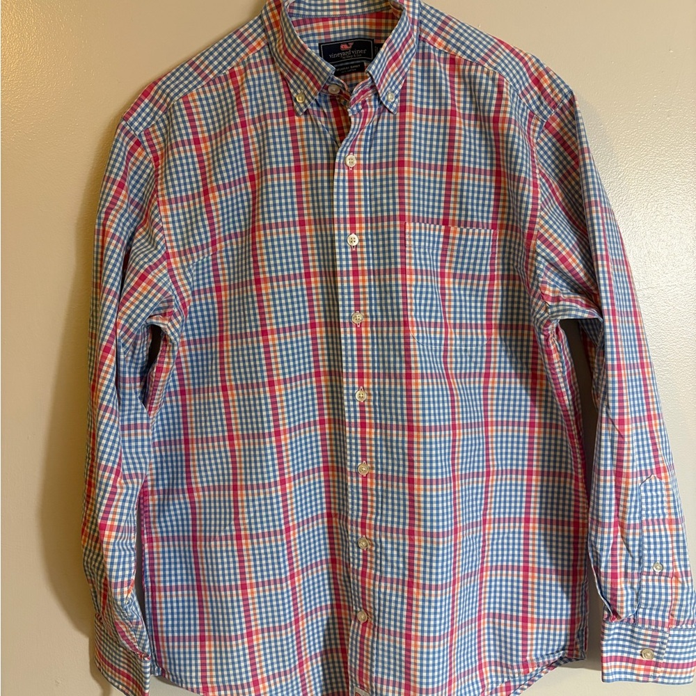 Vineyard Vines Red and Blue Plaid Button Down Shirt